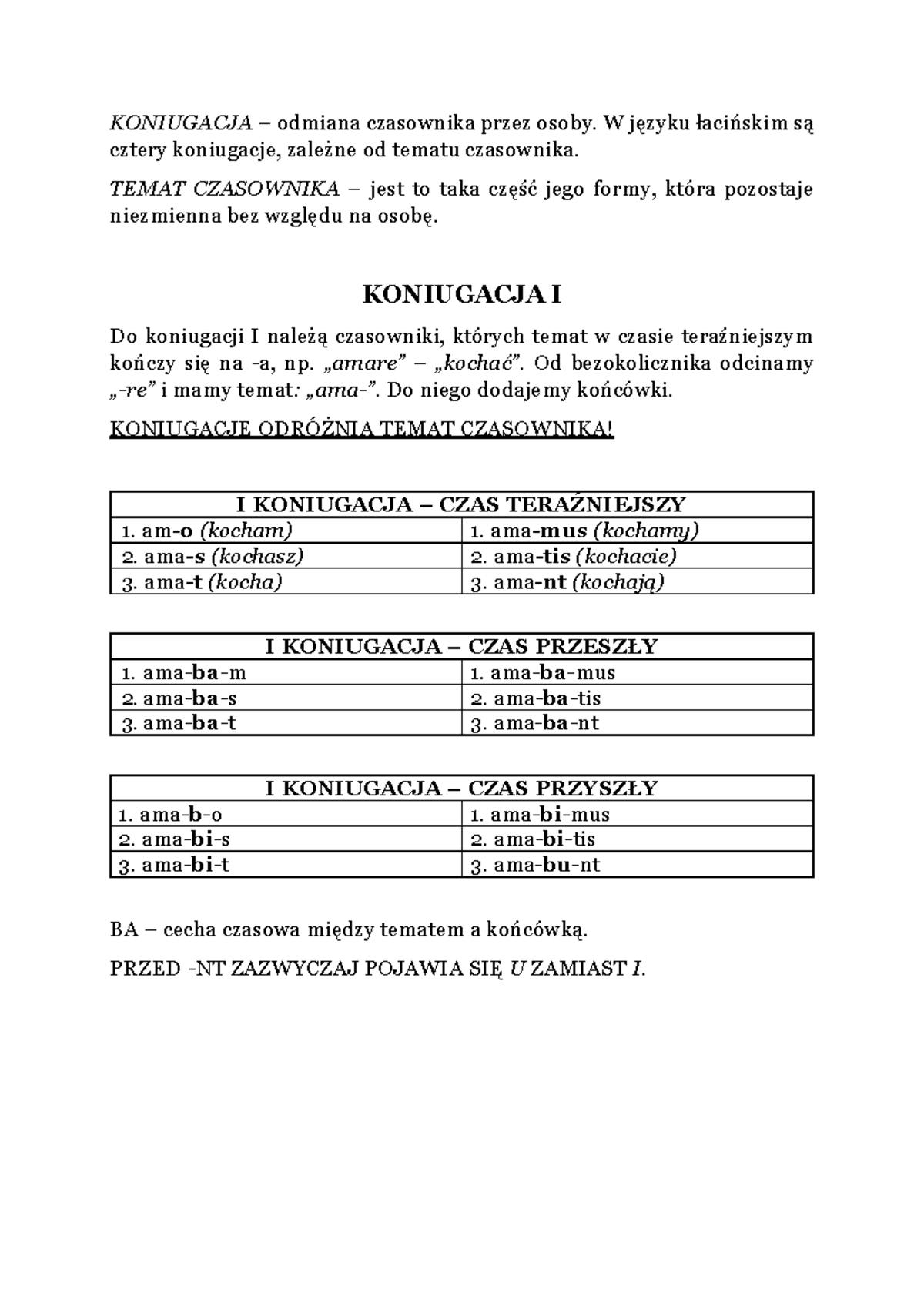 koniugacja-i-odmiana-czasownika-w-j-zyku-aci-skim-studocu