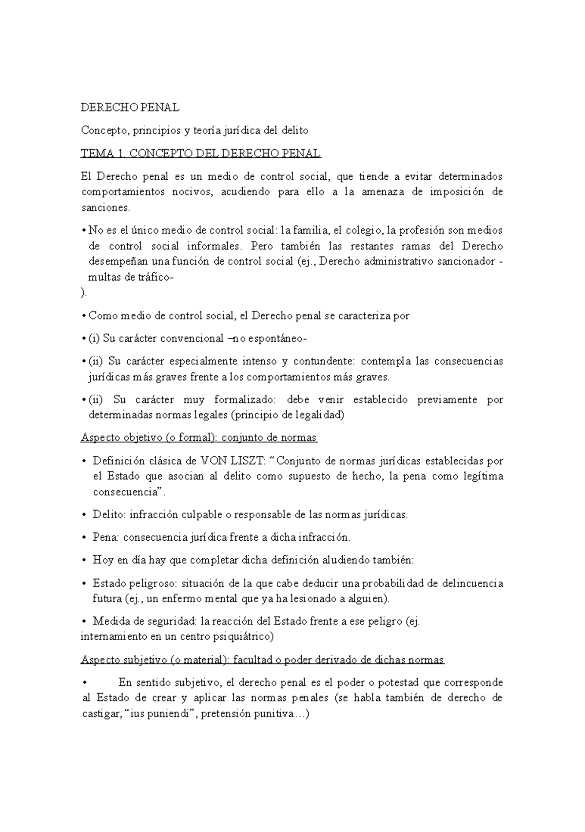 DERECHO PENAL: Conceptos y Teorías del Delito - TEMA 1 y 2 - Studocu