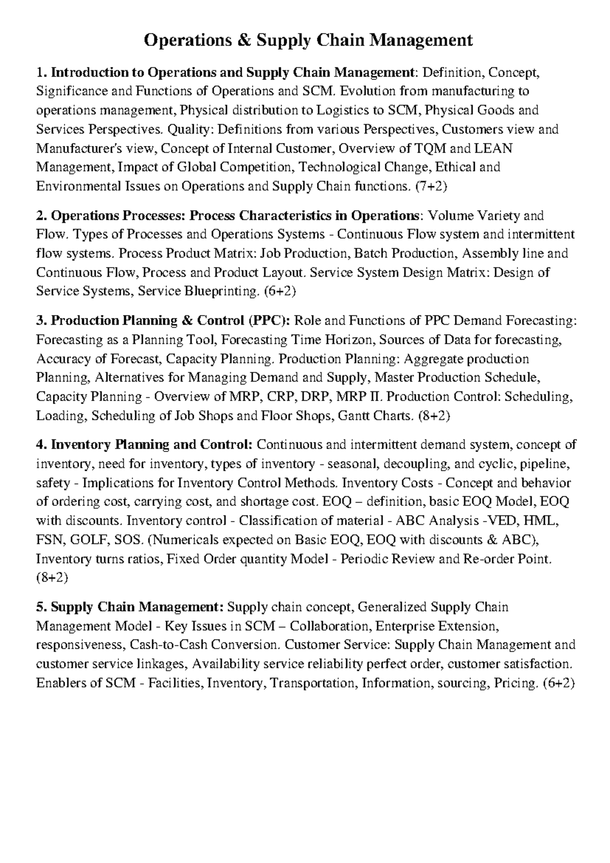 Operation & Supply Chain Management 1: Key Concepts & Processes - Studocu