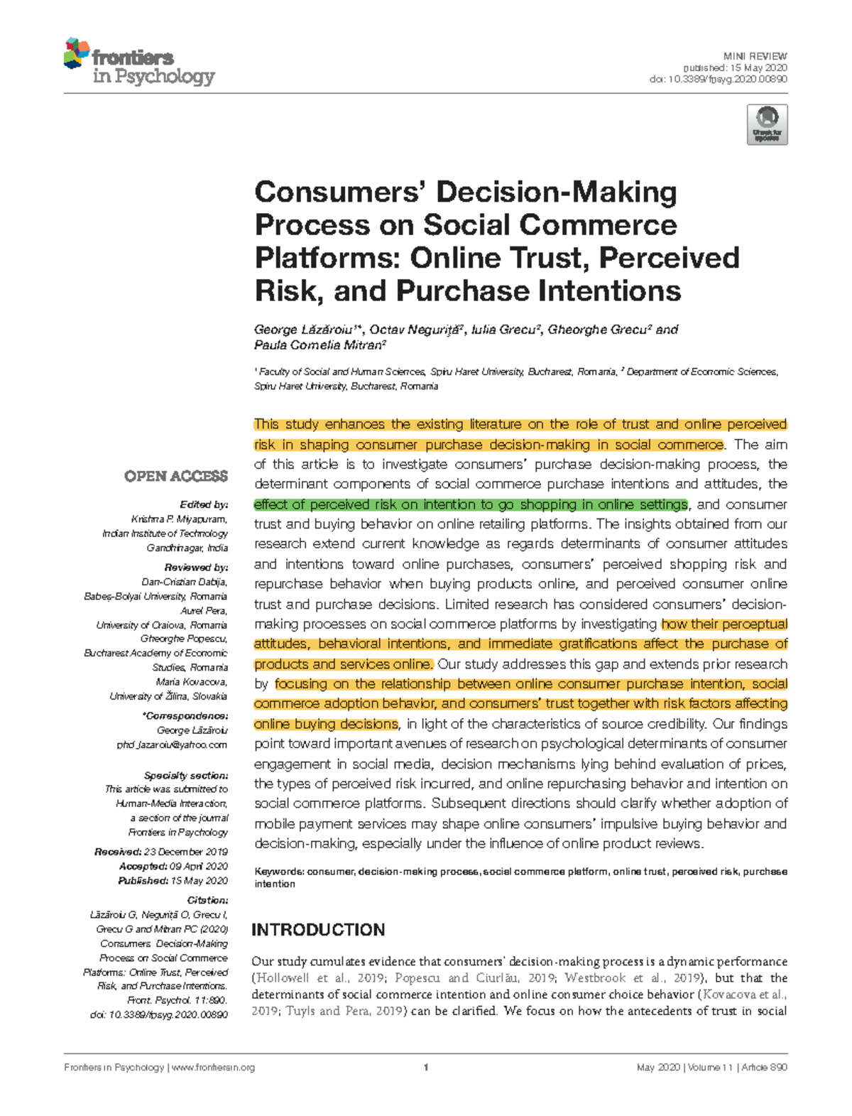 Social Commerce Insights: Trust, Risk, and Purchase Intentions (FPSY-11 ...