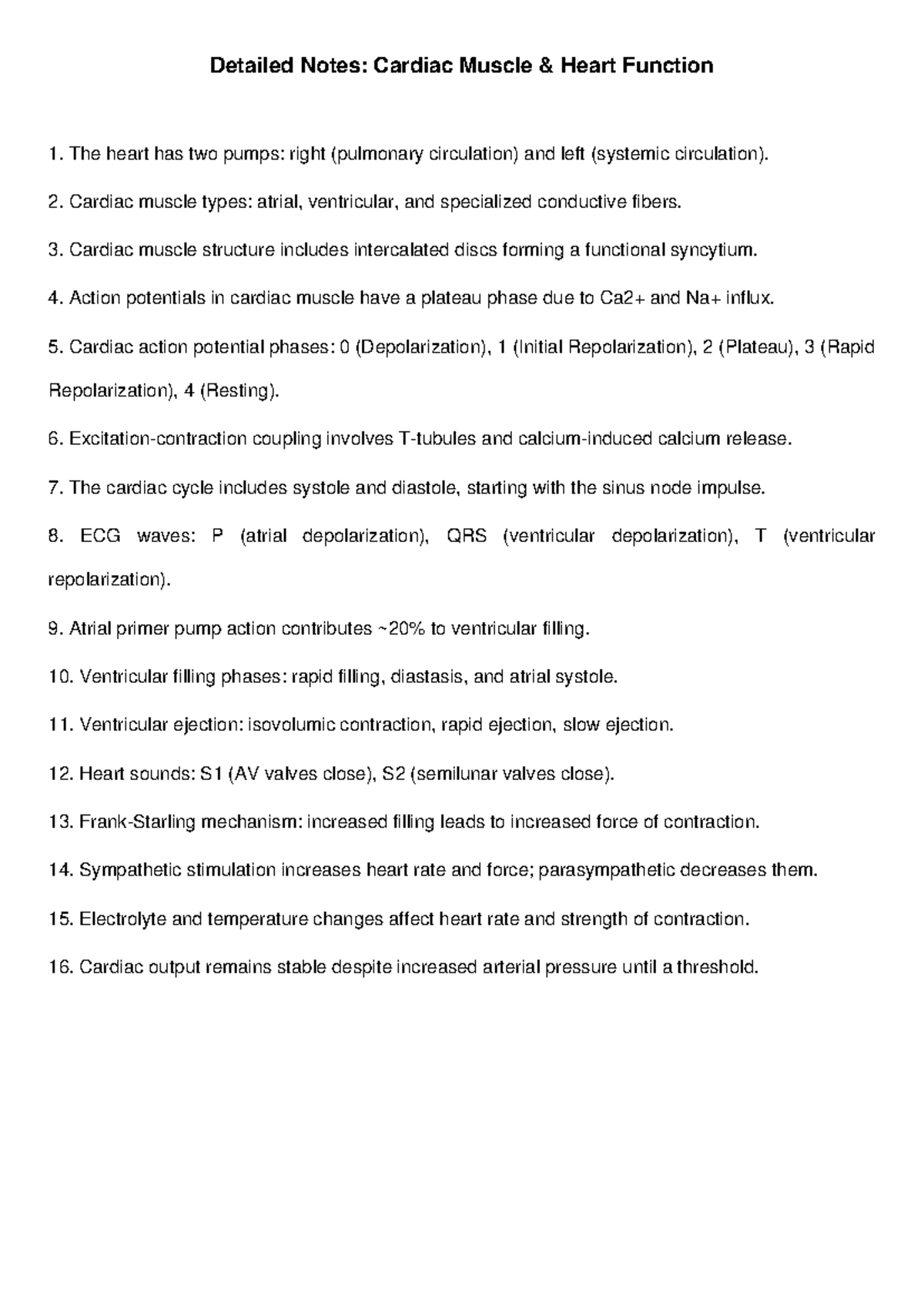 Cardiac muscle notes: Understanding heart function and mechanics - Studocu