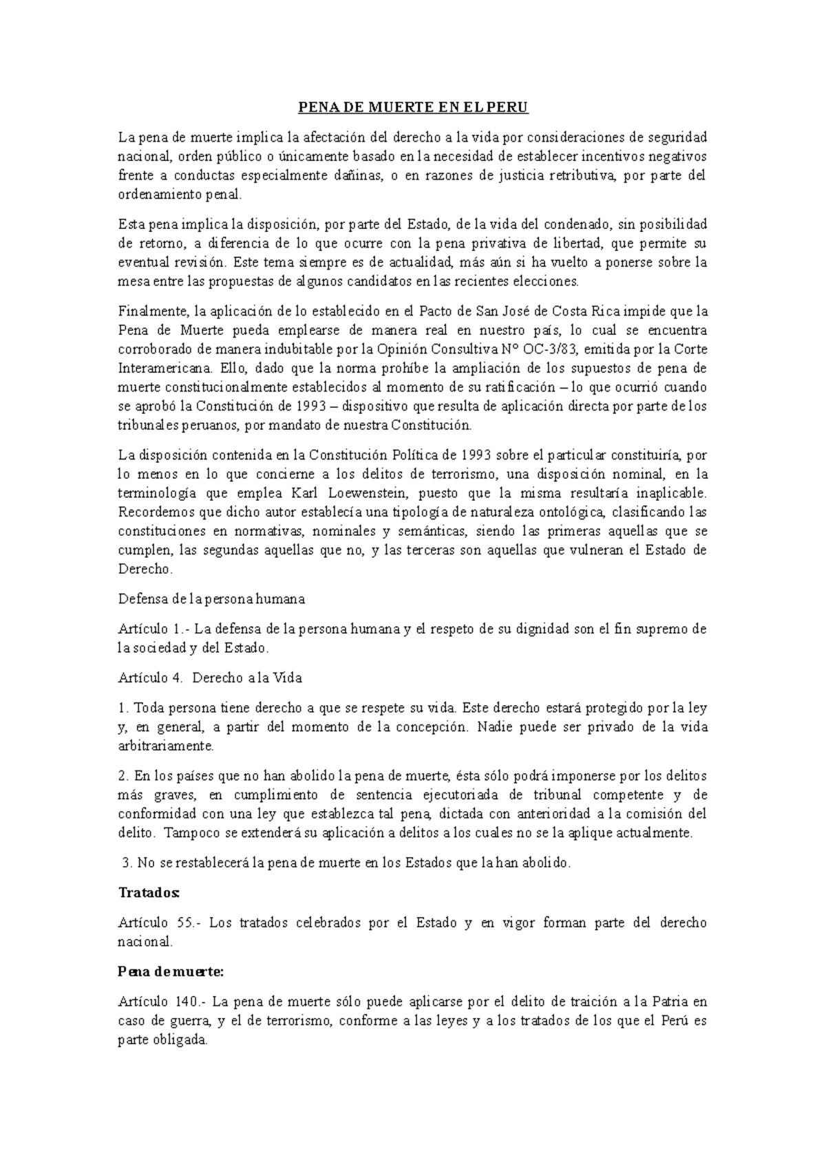PENA DE Muerte EN EL PERU - PENA DE MUERTE EN EL PERU La pena de muerte ...