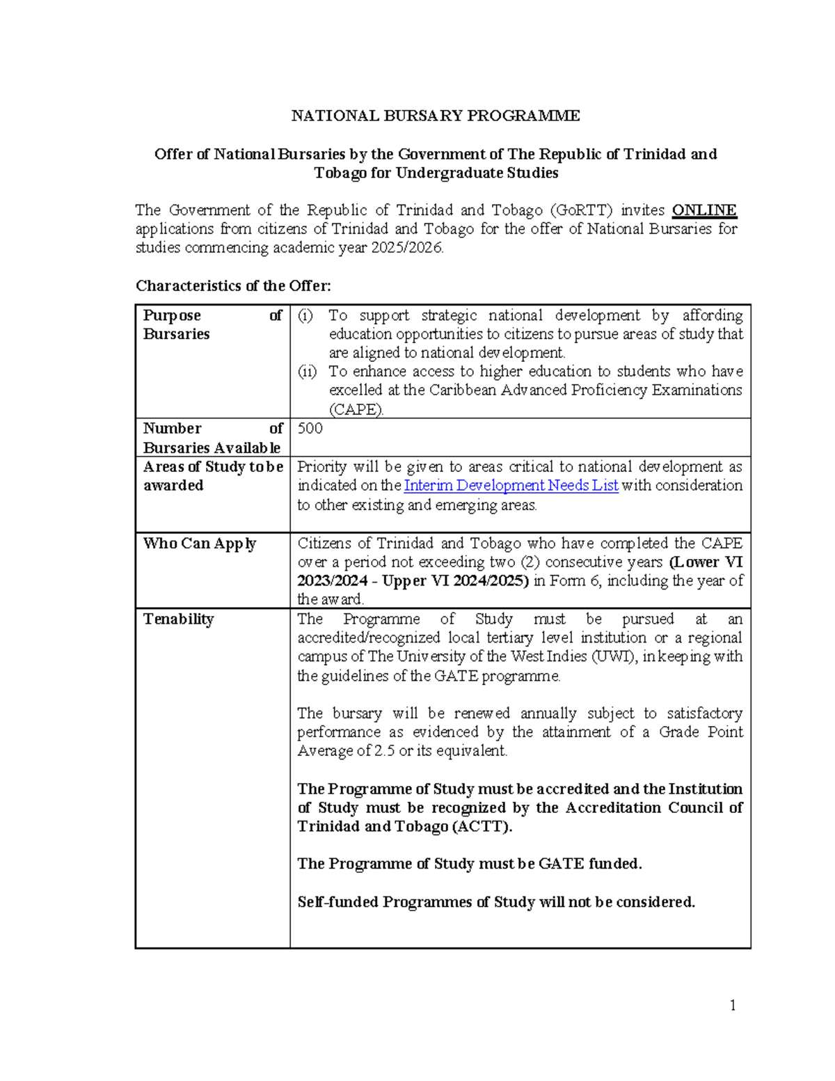 NBA 2025 National Bursary Programme Application Guidelines - Studocu