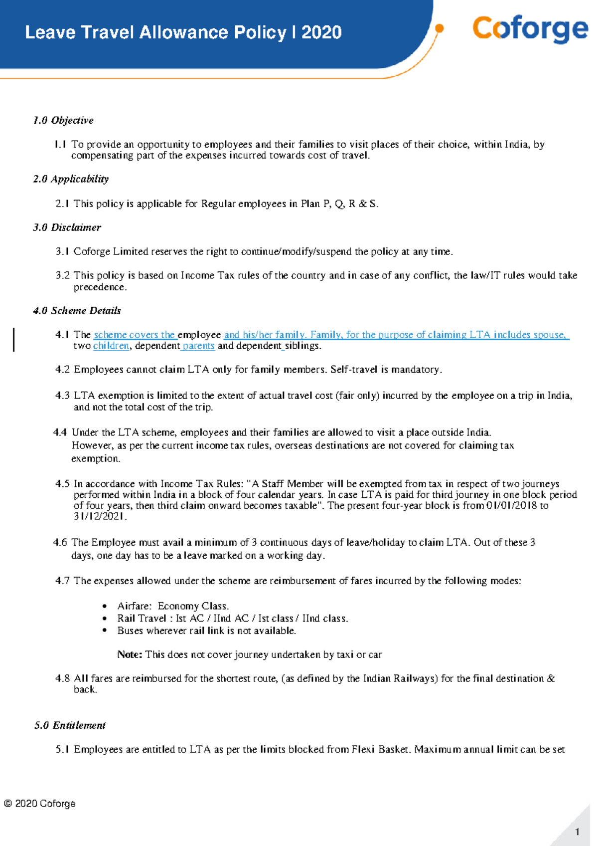 What Is Lta Policy