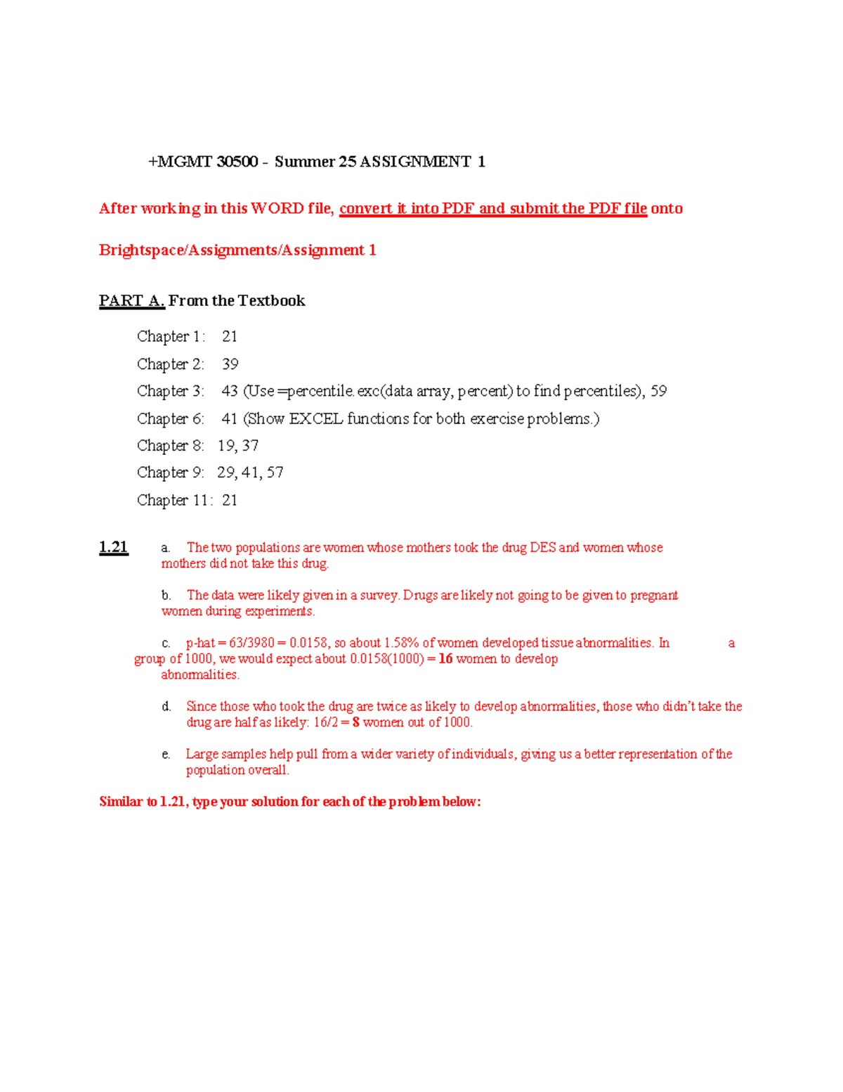 30500 Summer 25 Assignment 1: Statistical Analysis and Hypothesis ...