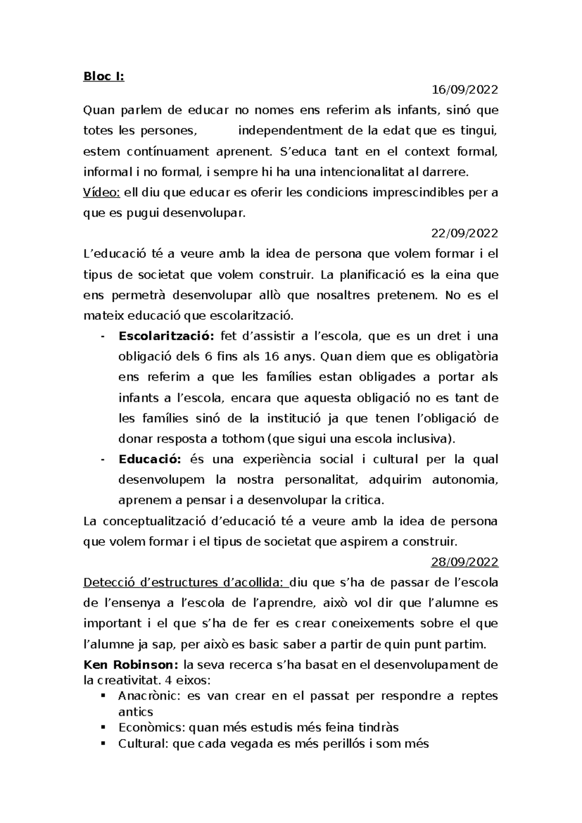 Apunts sobre Educació i Aprenentatge - Bloc I: Fonaments i Metodologia ...