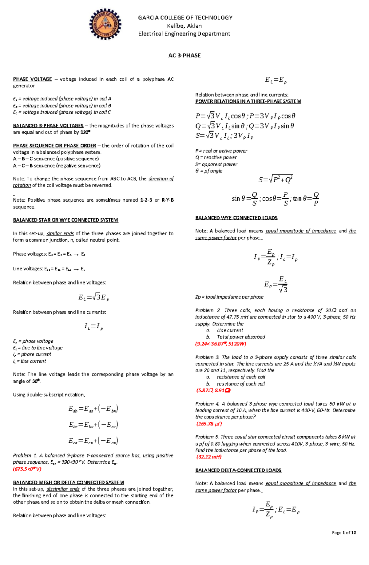 **Title: EE 101: Comprehensive Notes on AC Voltage, Power Relations ...