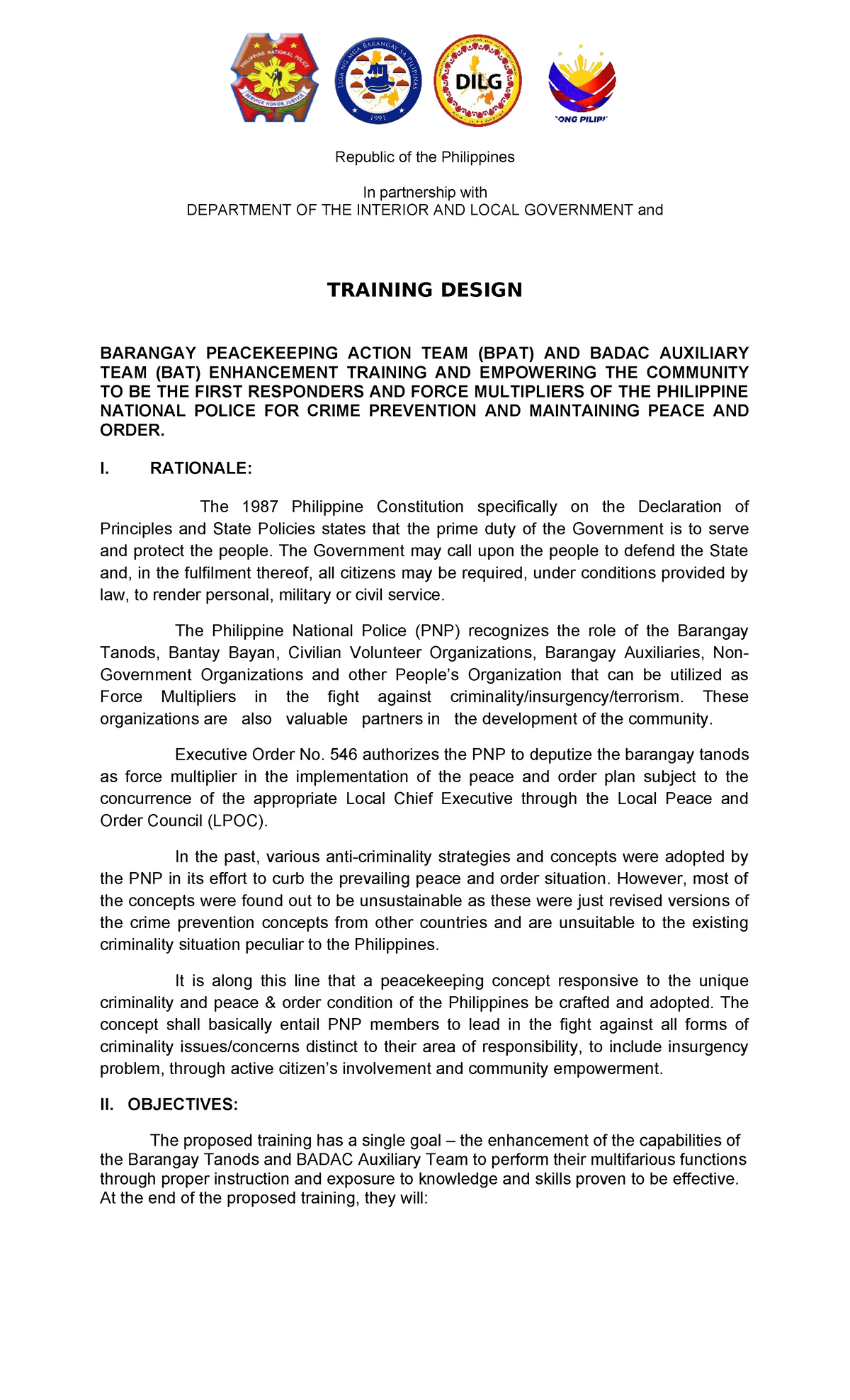 BPAT & BADAC Training Design for Community Empowerment and Crime ...