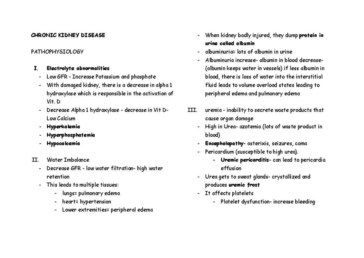 CKD Pathophysiology & Management Notes: Key Concepts & Complications ...