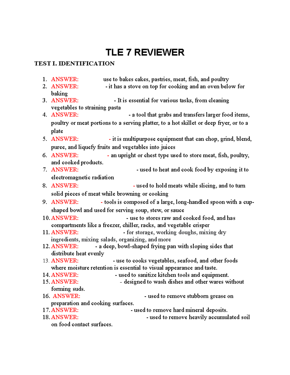 TLE-7 Reviewer 3rd-Quarter-1 - TLE 7 REVIEWER TEST I. IDENTIFICATION ...