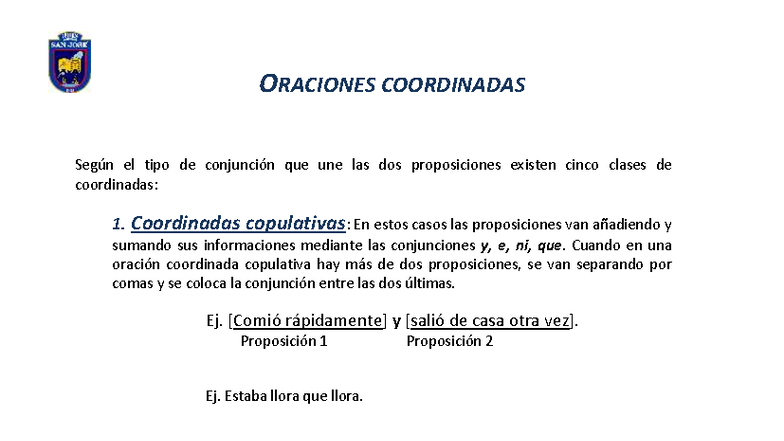 Oraciones Coordinadas: Tipos y Ejemplos - Lengua Castellana - Studocu