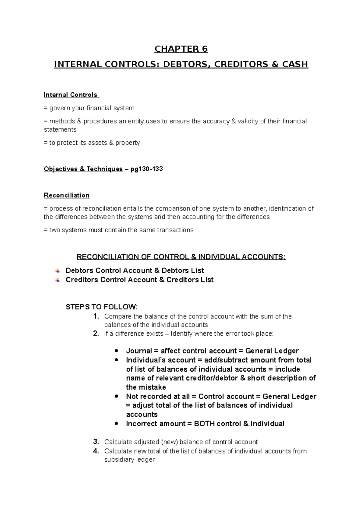 Chapter 6 Summary: Understanding Internal Controls in FRK111 Accounting ...