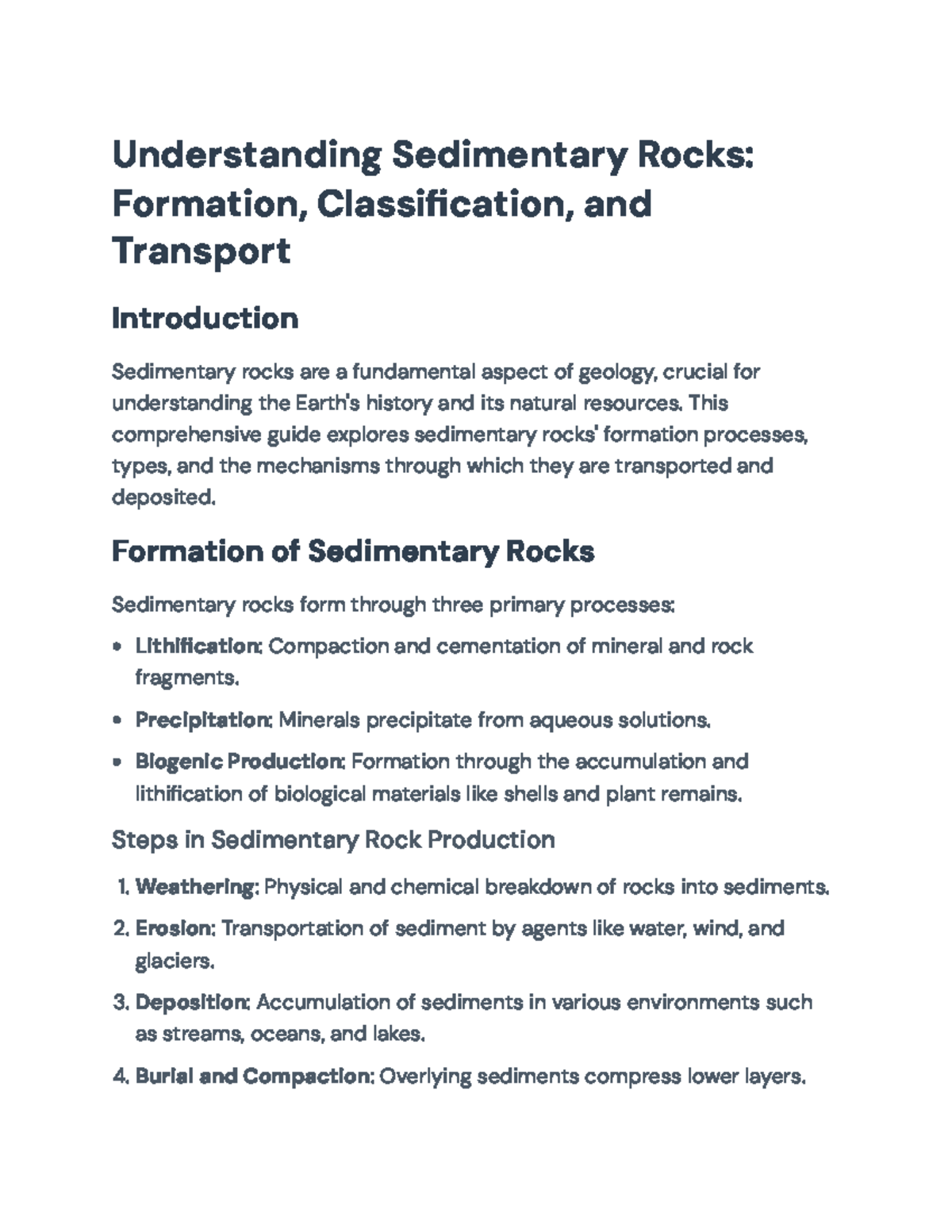 Understanding Sedimentary Rocks: Formation, Types, and Transport ...