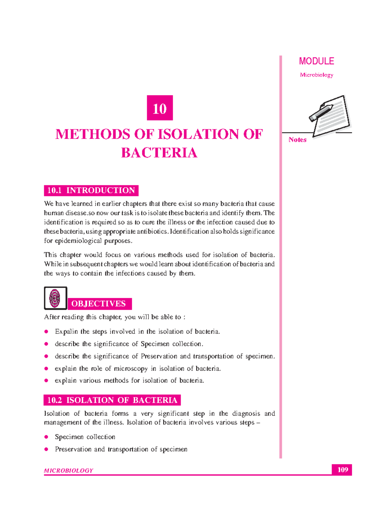Methods of Isolation of Bacteria in Microbiology (BIO 109) Notes - Studocu