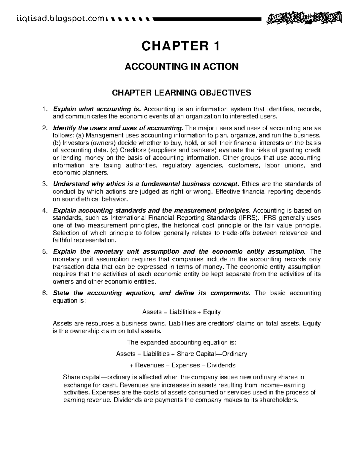 Ch01 - Accounting in Action: Test Bank for Financial Acct 101 - Studocu