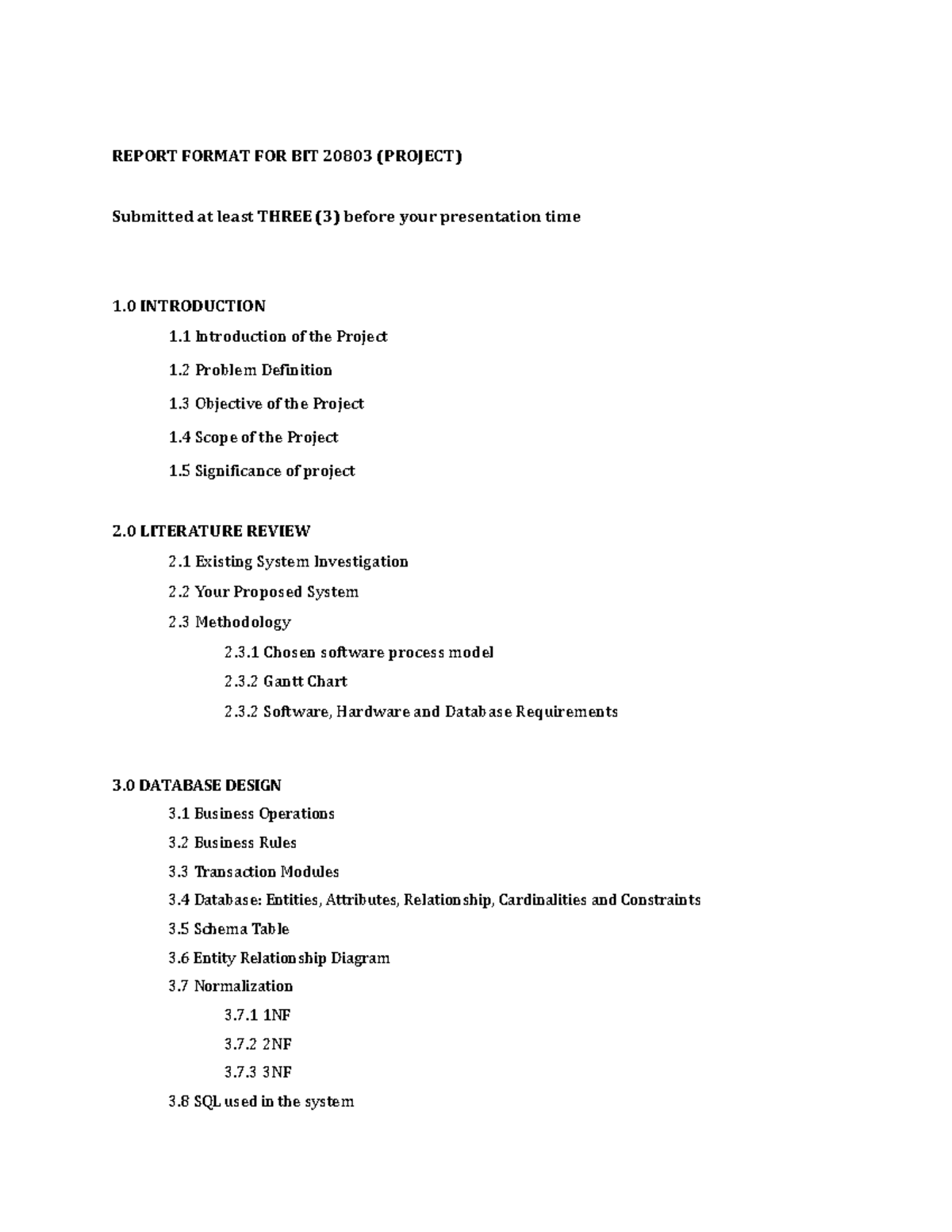 Report Format for Project Submission in BIT 20803 - Studocu