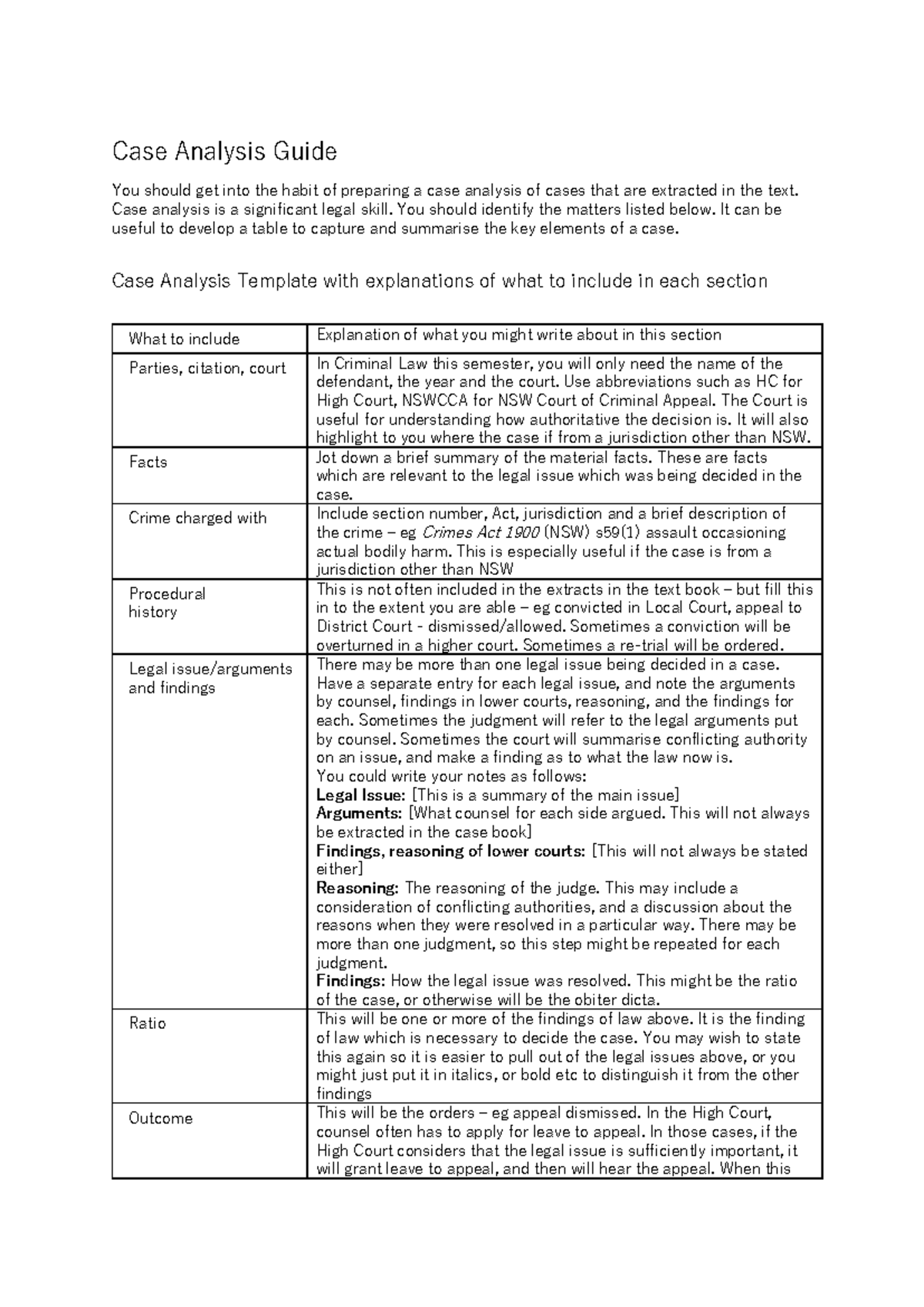 Criminal Law Case Analysis Guide: Key Elements & Template - Studocu