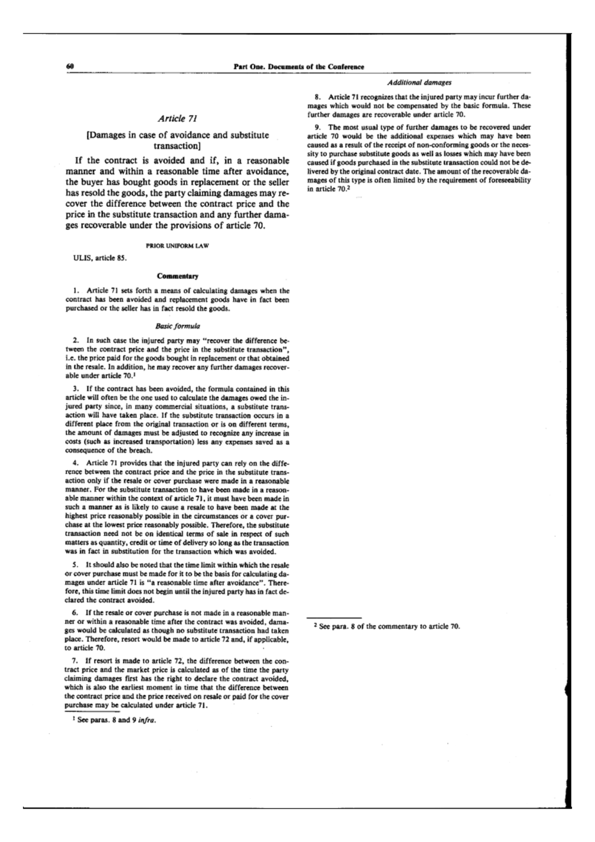 Secretariat Commentary on Article 75 CISG: Damages Calculation - Studocu
