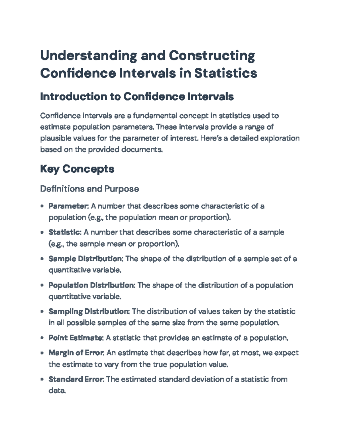 Understanding And Constructing Confidence Intervals In Ap Statistics