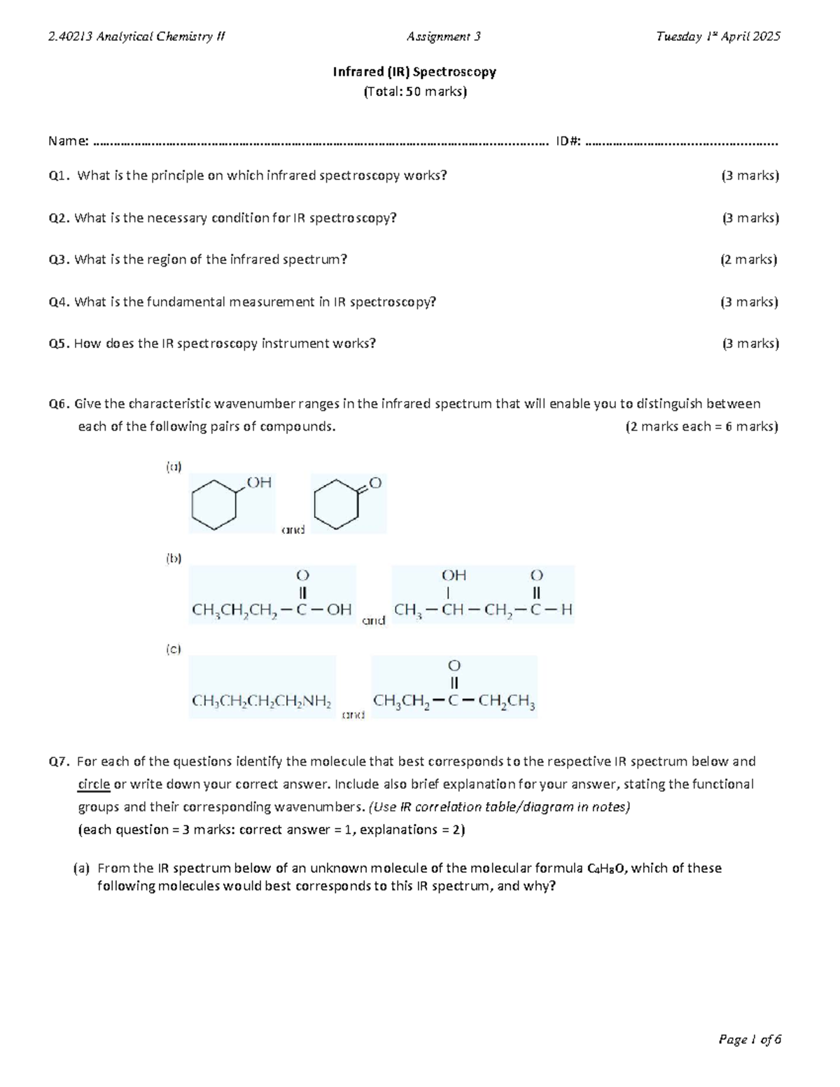 AC2 Assignment 3 - Key Concepts of Infrared (IR) Spectroscopy - Studocu