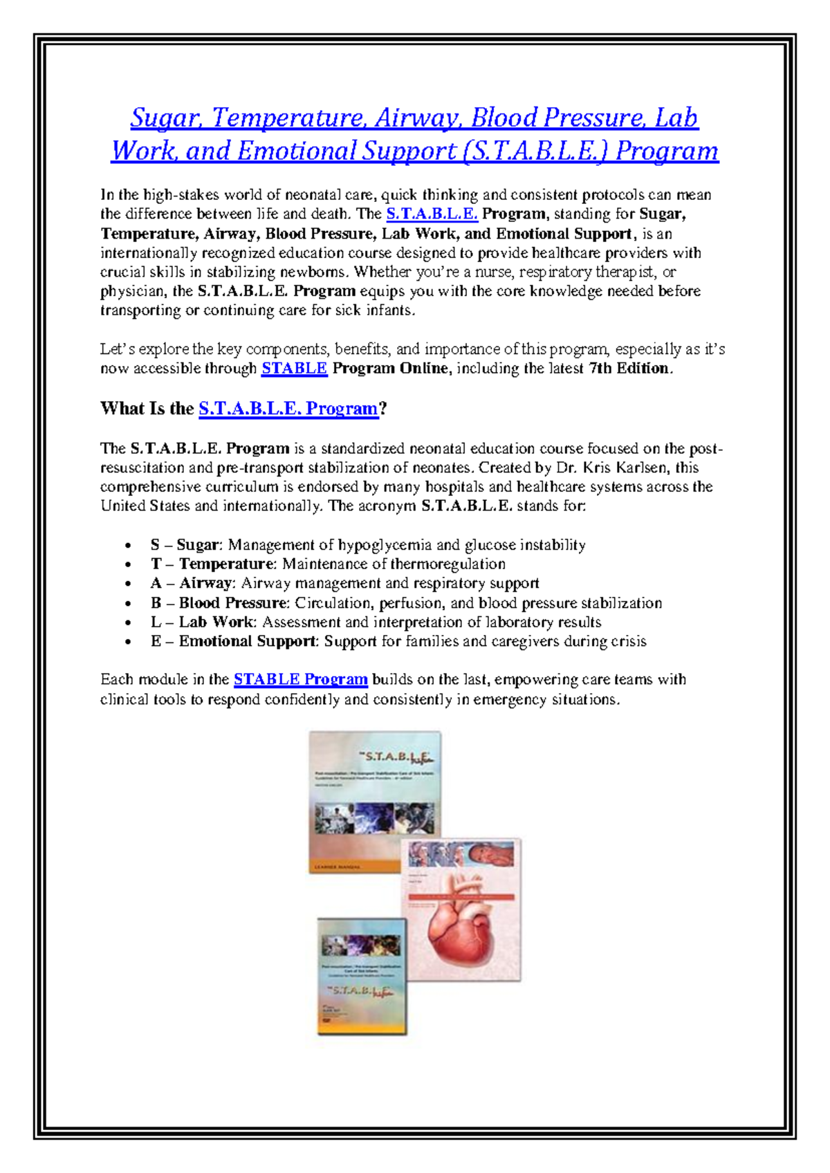 S.T.A.B.L.E. Program Overview: Neonatal Care Essentials & 7th Ed. - Studocu