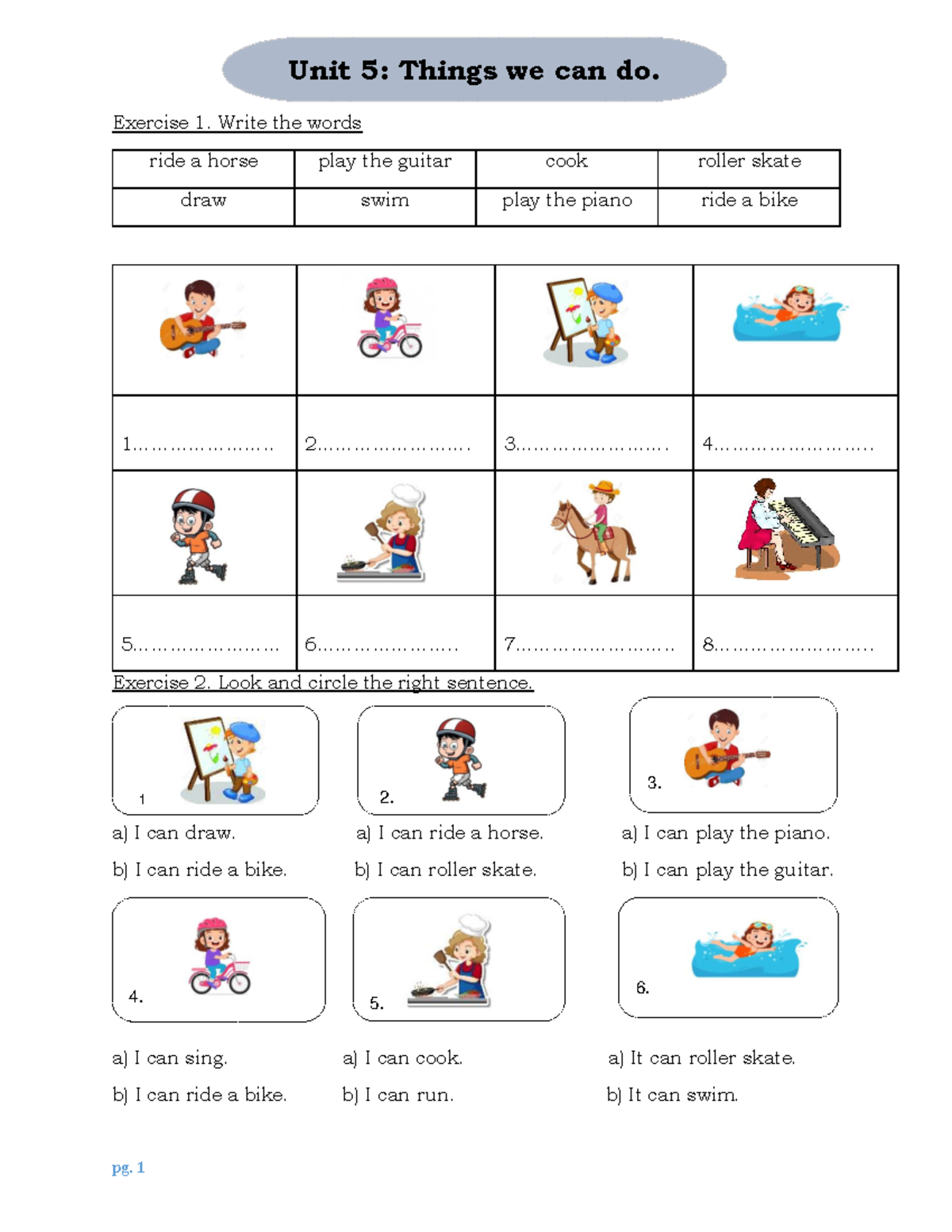 Unit 5: Things We Can Do - Exercises for English 4 Global Success ...
