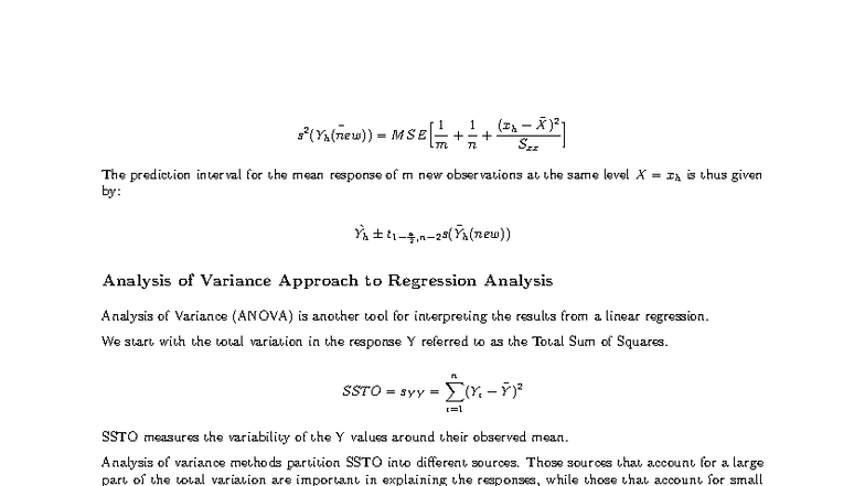 Regression Modelling (STAT 301) Week 3 Lecture Notes - Studocu