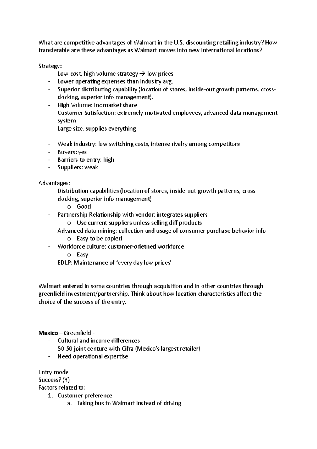 Walmart Case Study Notes - What are competitive advantages of Walmart ...