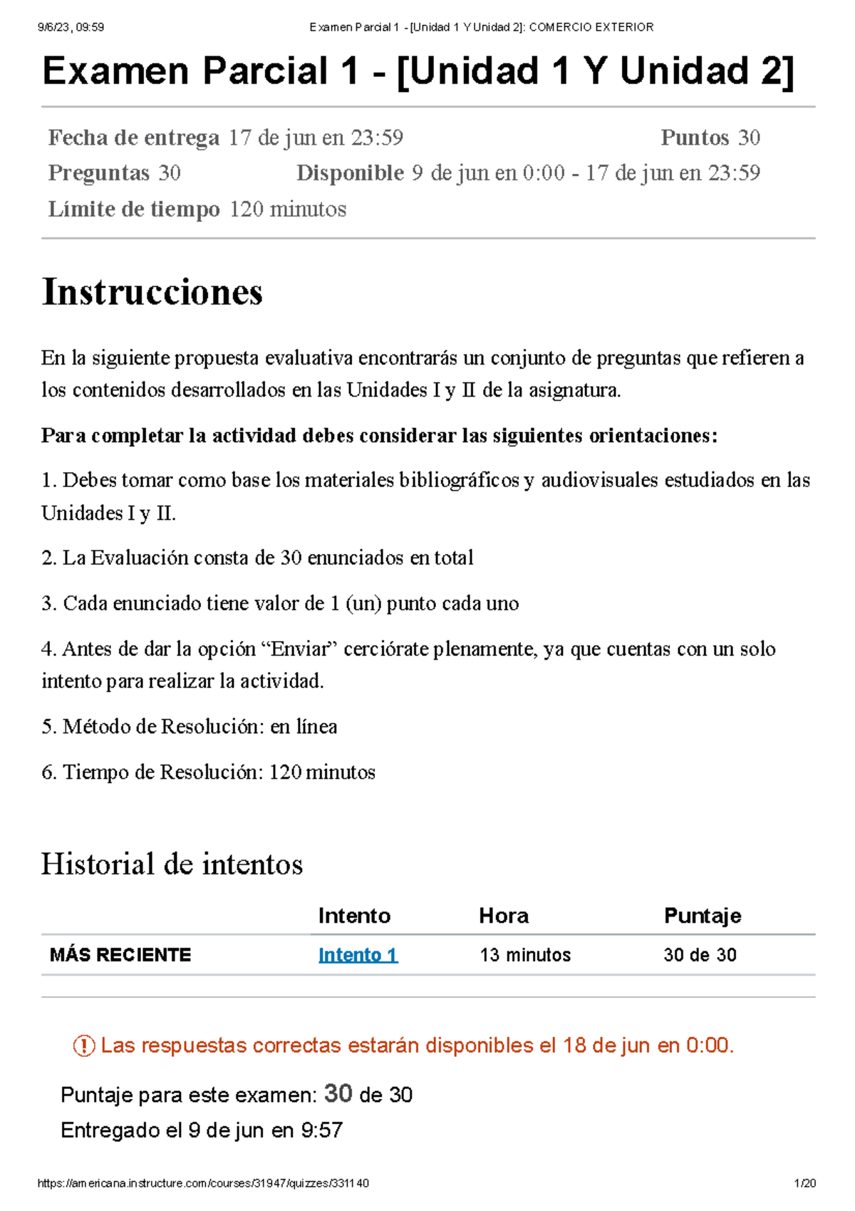 Examen Parcial 1 - [Unidad I y II] Comercio Exterior - Studocu