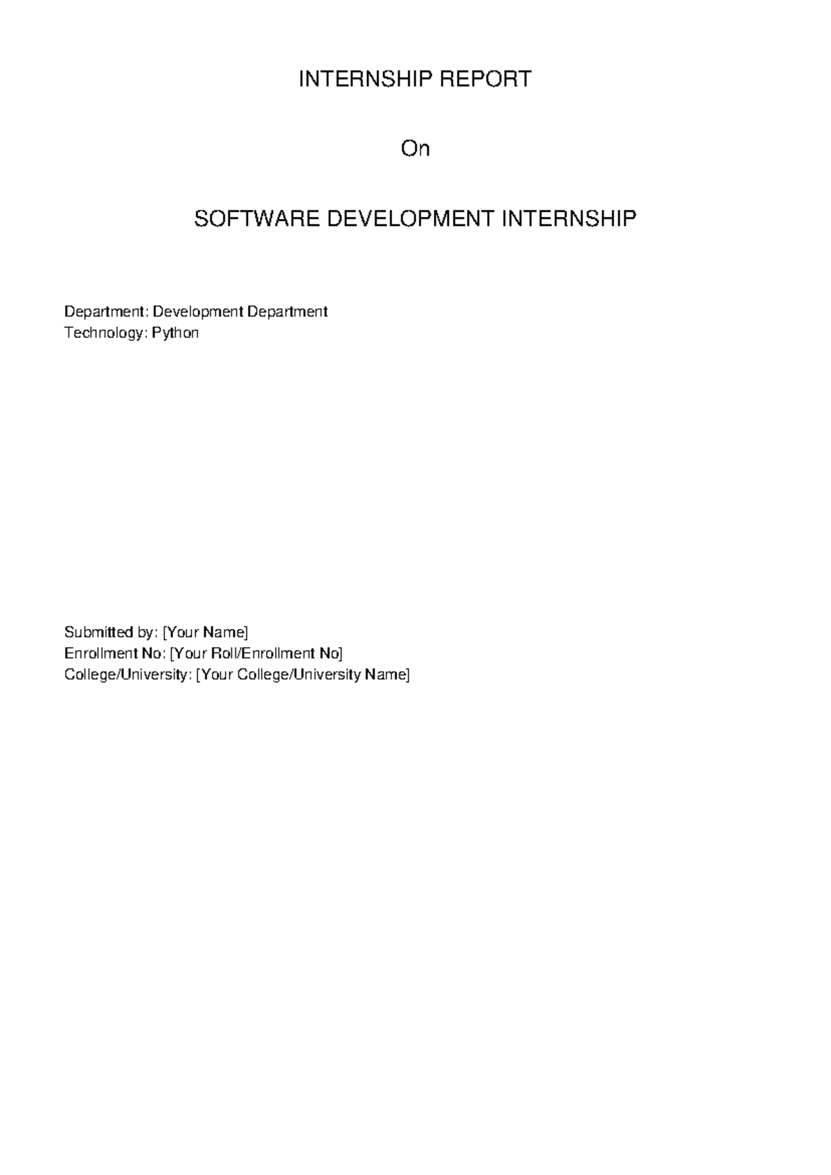 Expanded Software Development Internship Report - Python Internship ...