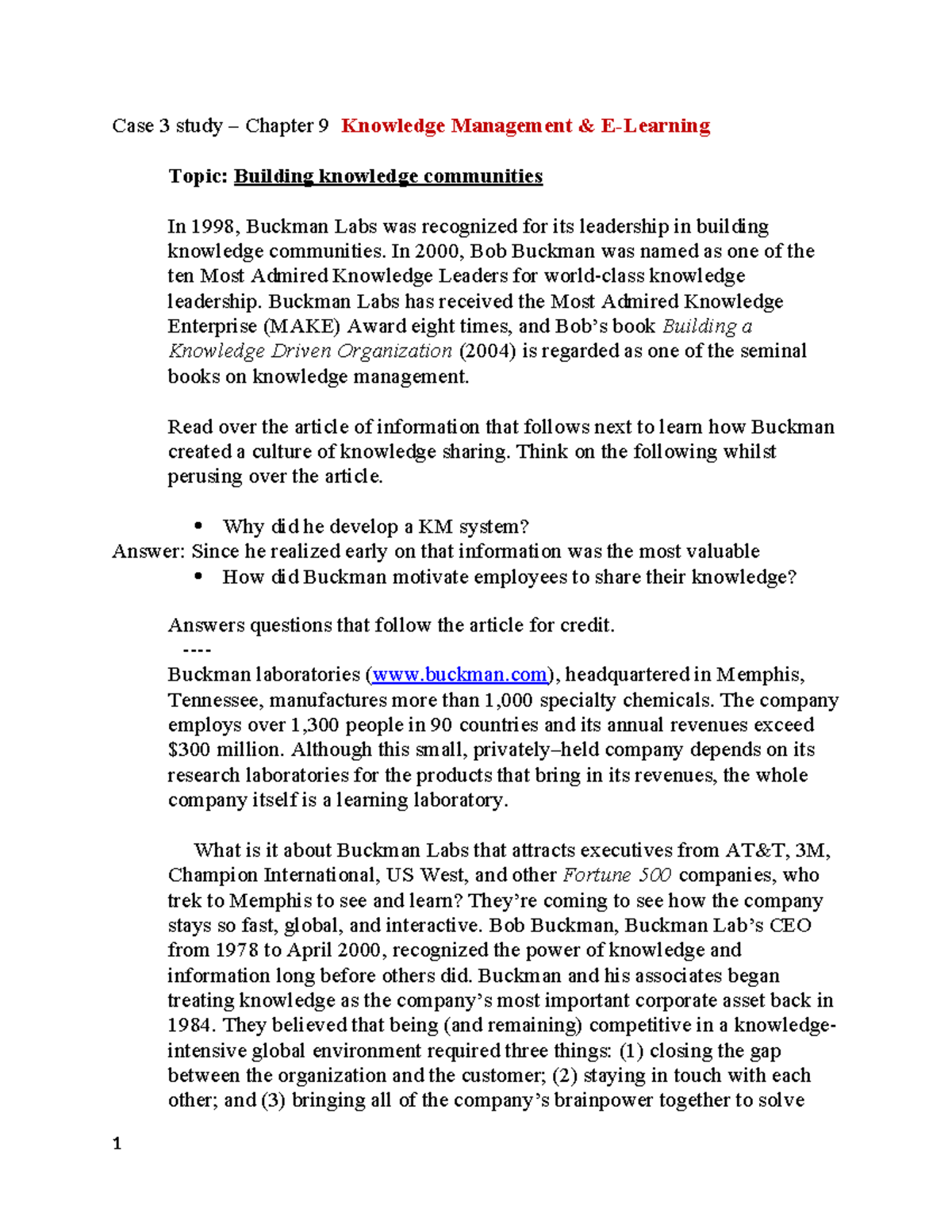 CS3 - Case Study on Knowledge Management: Building Knowledge ...