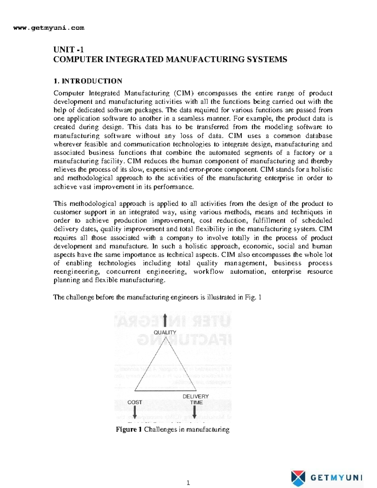 Mechanical engineering computer integrated manufacturing systems