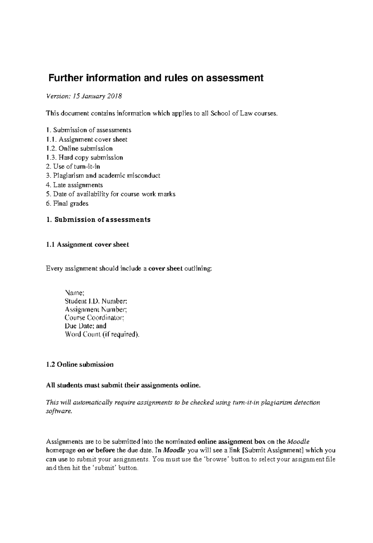 SOL Assessment Guidelines and Rules - January 2018 - Studocu