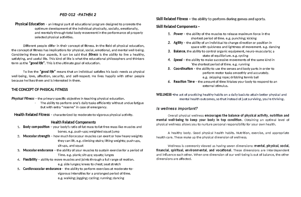 PED 012 PATHfit 2 - Understanding Physical & Mental Health Fitness ...