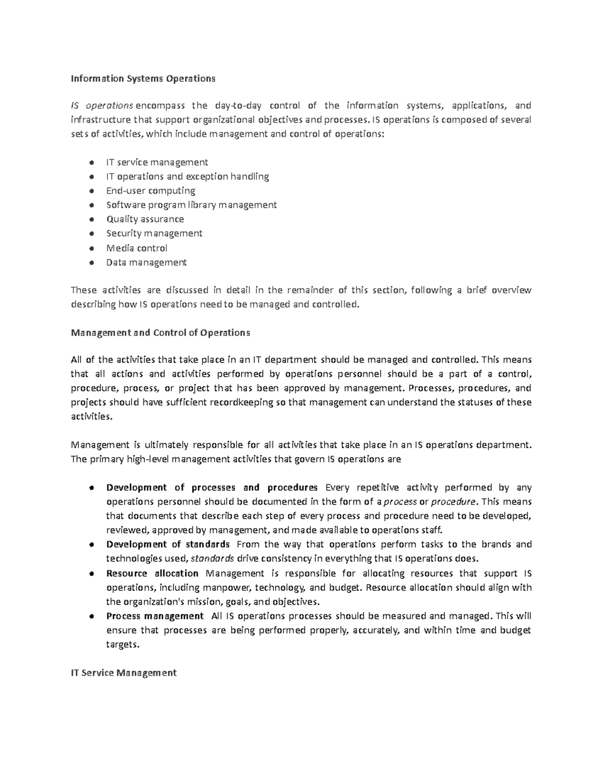 ISOM - Midterm Study Notes on Information Systems Operations - Studocu