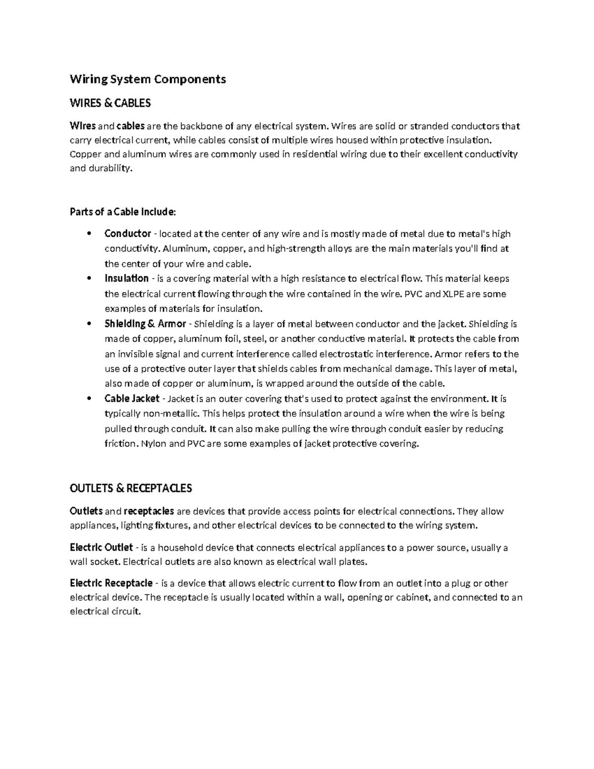 Wiring System Components: Wires, Cables, Outlets & Switches Overview ...