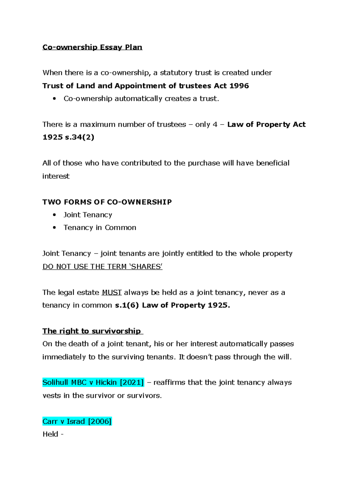 Co-ownership plan - co owner ship plan - Co-ownership Essay Plan When ...