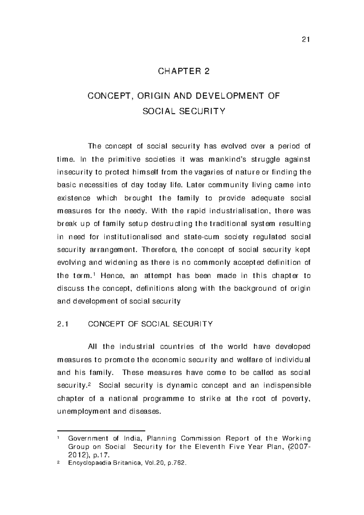 09 Chapter 2: Concept and Evolution of Social Security - Studocu