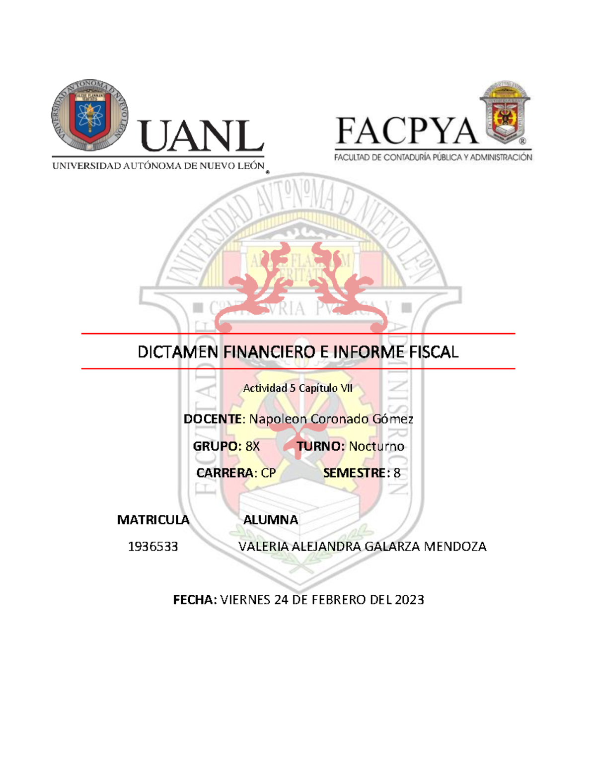 Actividad 5: Dictamen Financiero y Informe Fiscal - Cap. VII - Studocu