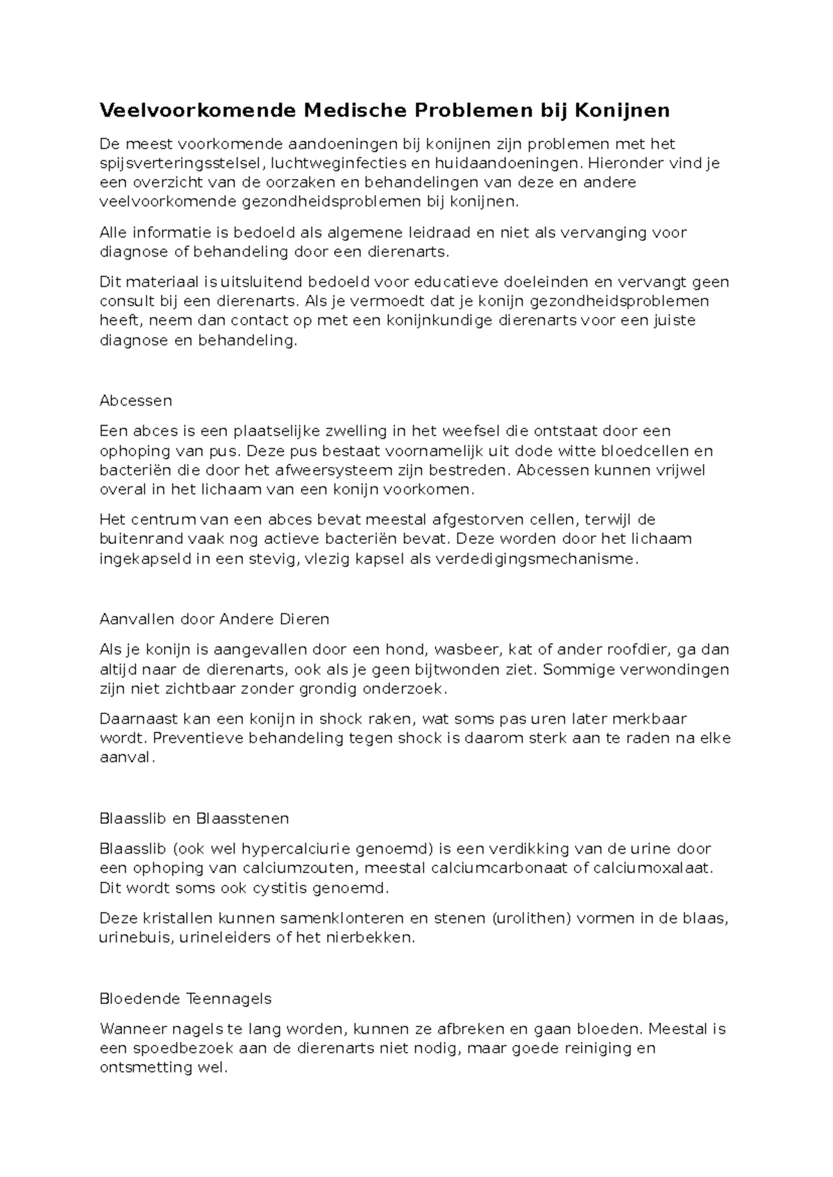 Veelvoorkomende Medische Problemen bij Konijnen: Een Overzicht ...