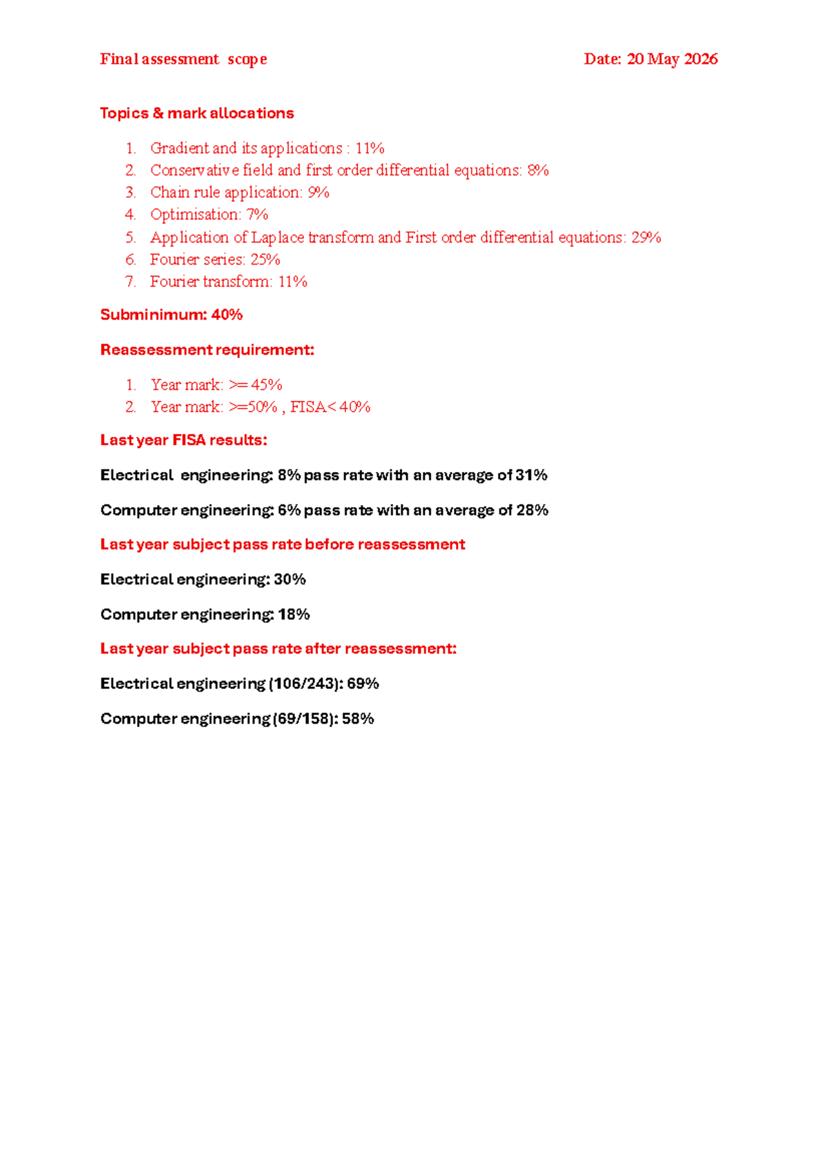 2026 Final Assessment Scope and Preparation Guide - Studocu