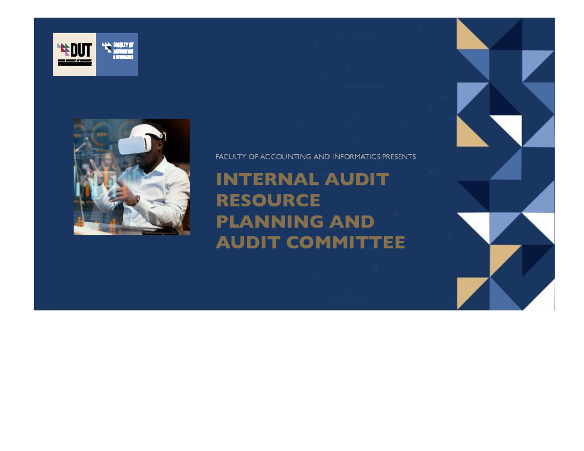 Internal Audit Resource Planning & Audit Committee Overview - Studocu