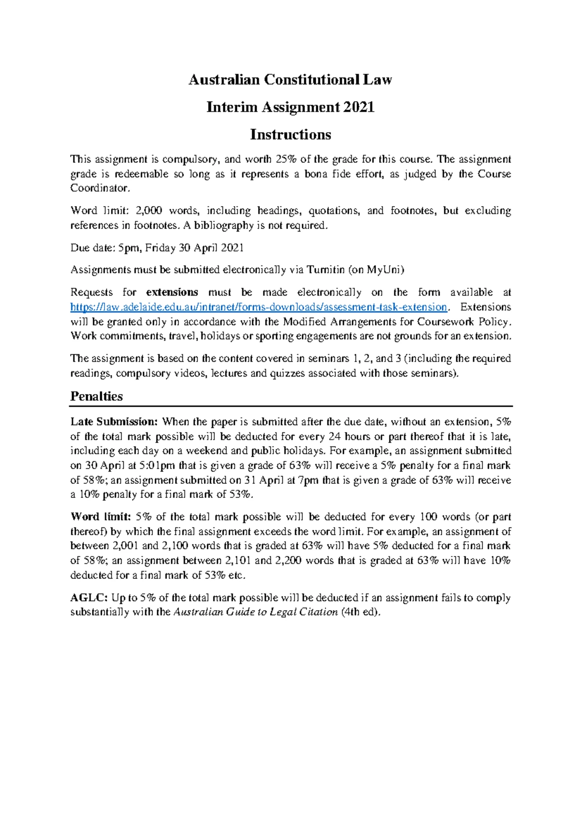 Australian Constitutional Law 2025: Good Answers for Interim Assignment ...
