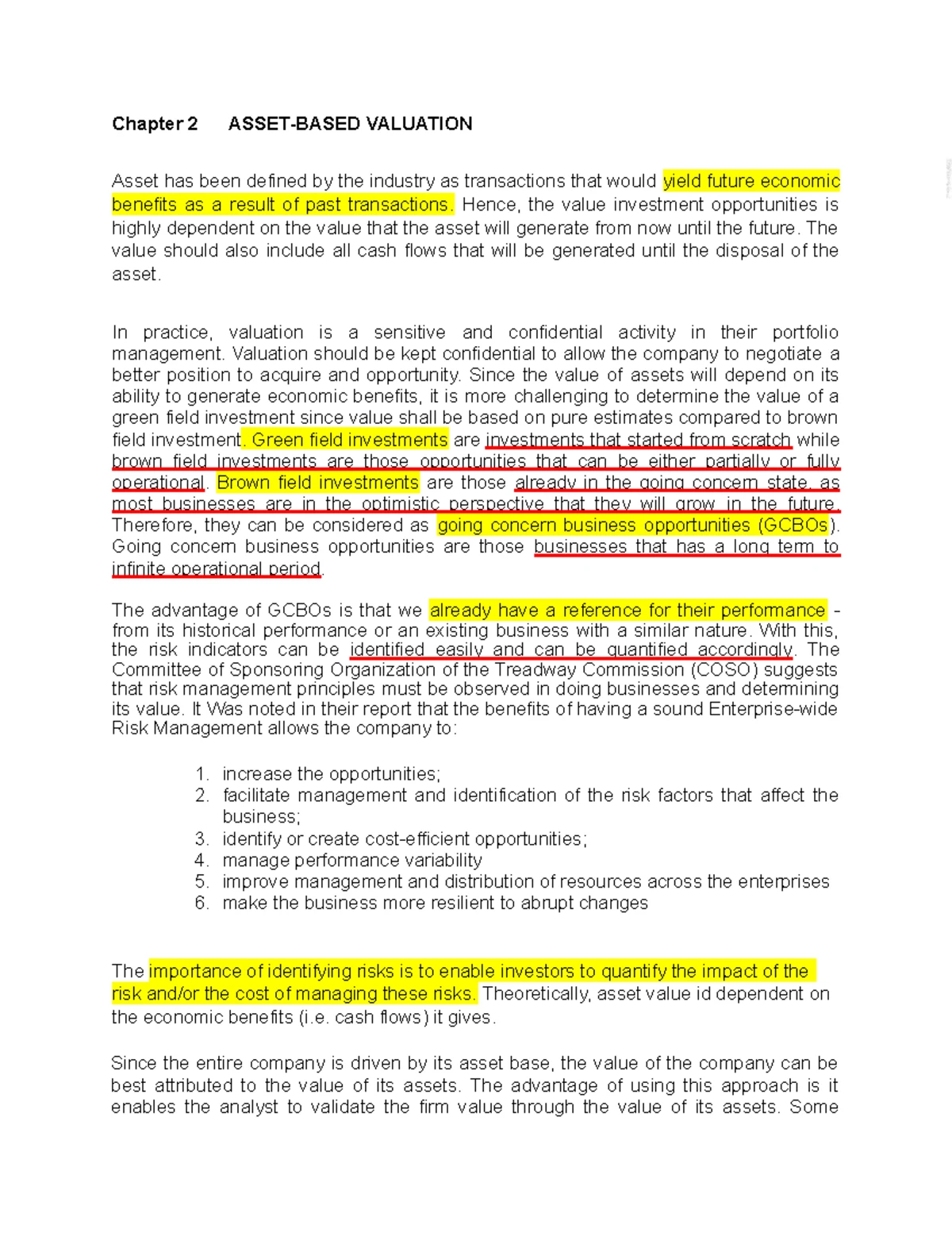 Lesson 2 - Asset Based Valuation - LESSON 2: ASSET-BASED VALUATION ...