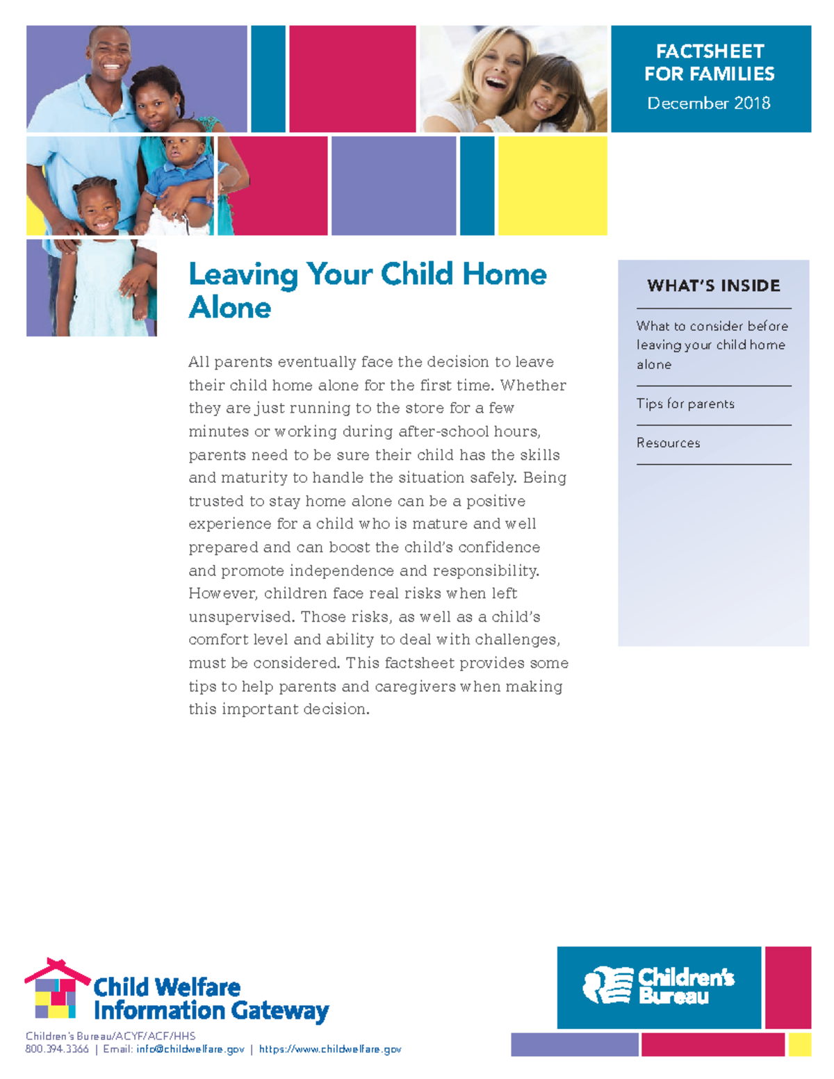 Homealone - Leaving Your Child Home Alone - Children’s Bureau/ACYF/ACF ...