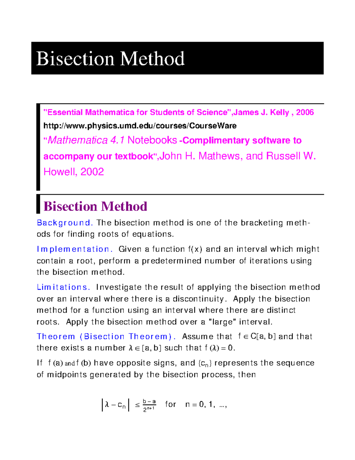 Bisection Method Overview and Implementation - SAPM012 - Studocu