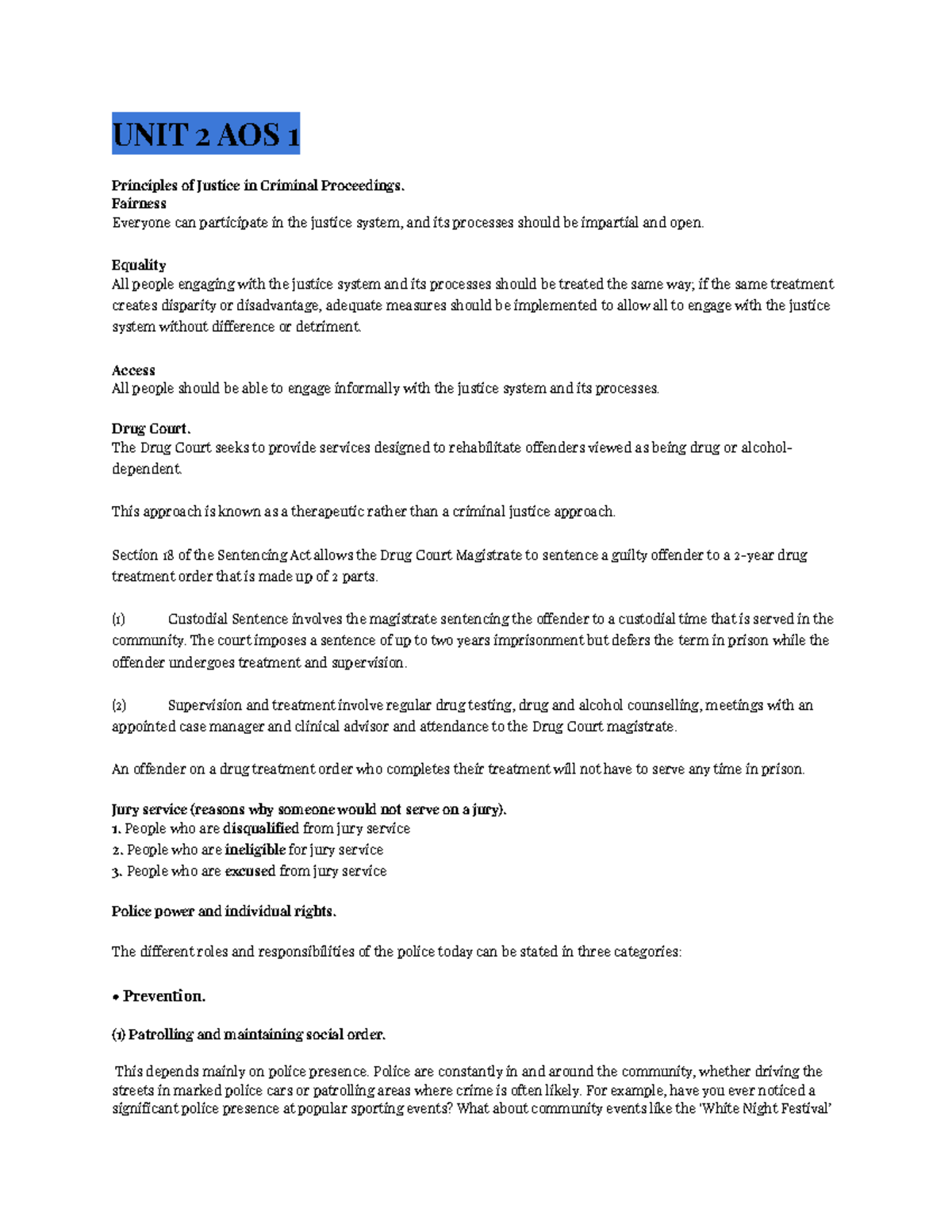 Legal Notes: Principles of Justice in Criminal Proceedings (Unit 2 ...