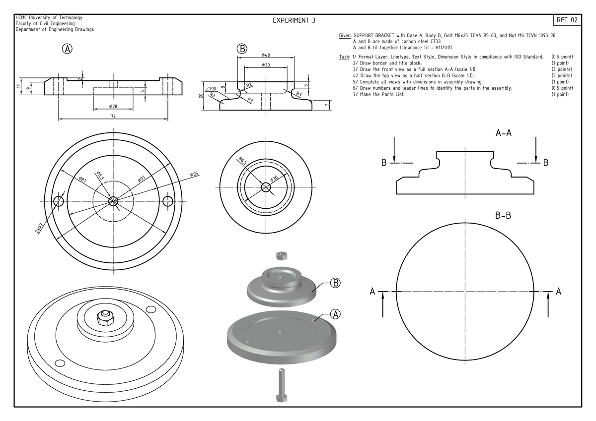 Support Bracket Exercise - AutoCAD Engineering Drawing - Studocu