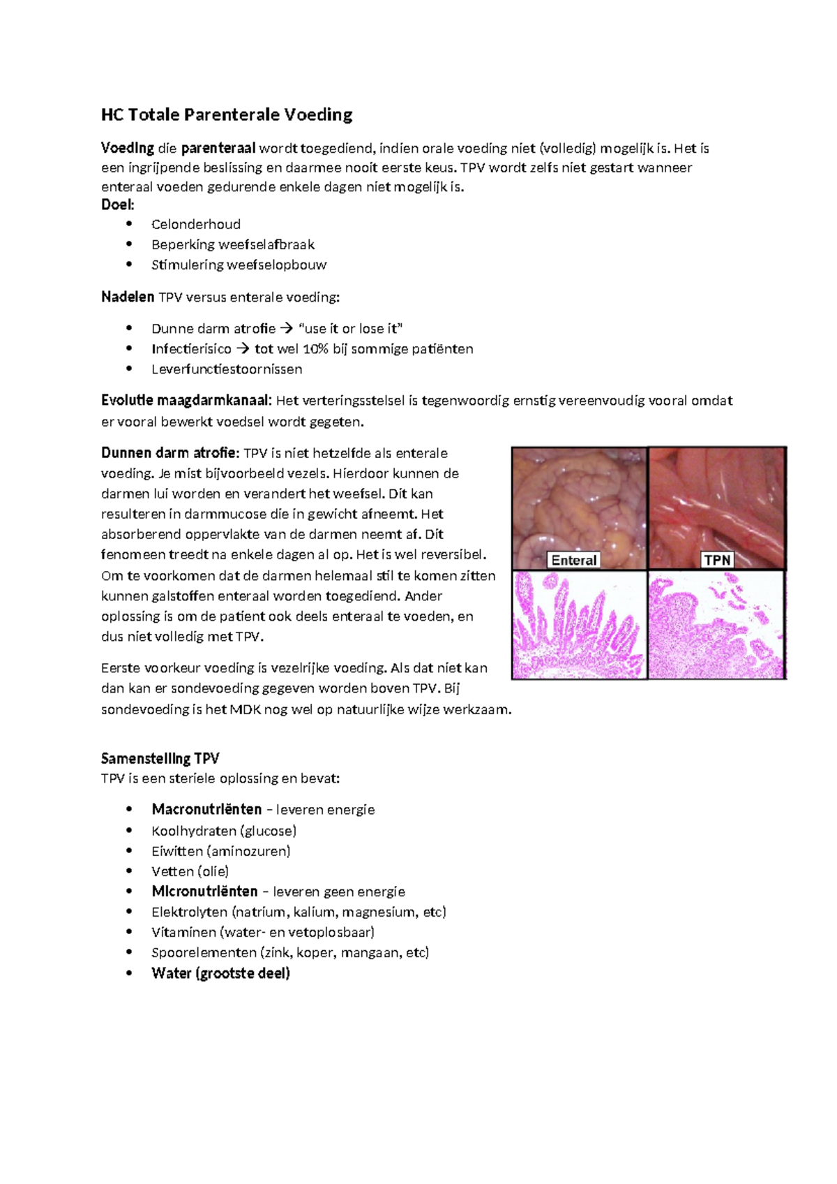 HC TPV en Lijnen: Samenvatting van Parenterale Voeding en Complicaties ...