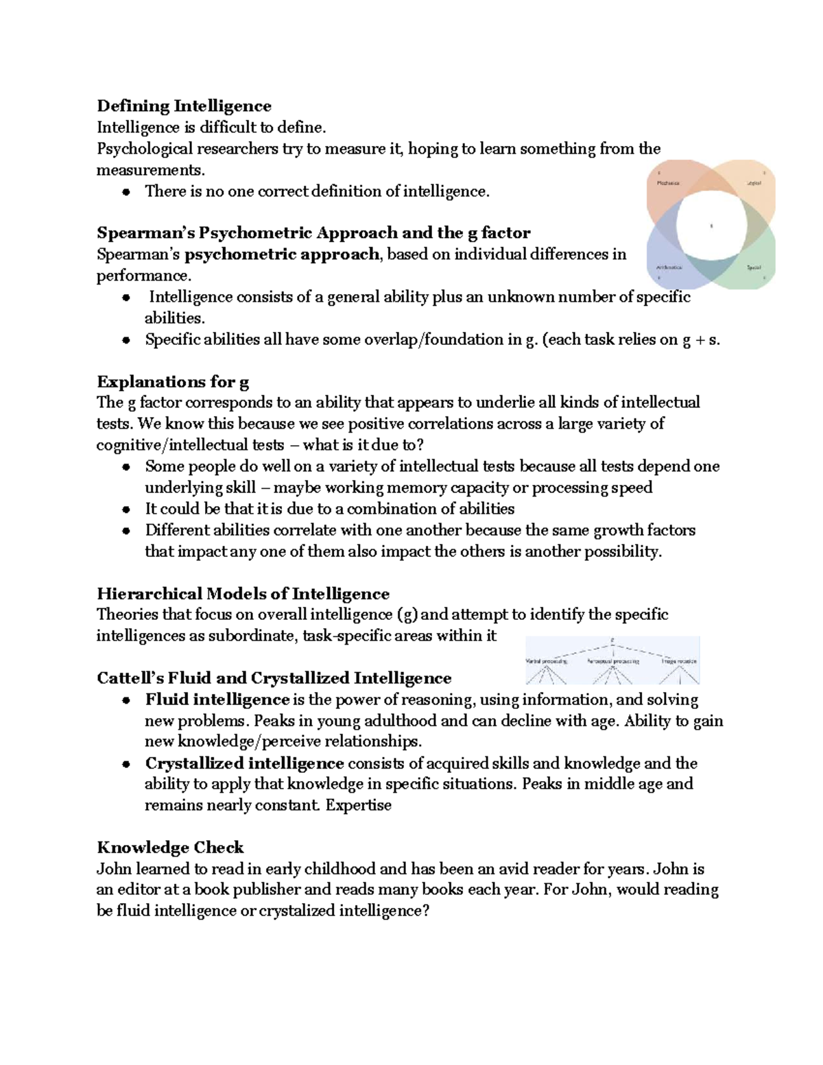Psychology PSY101: Intelligence Measurement & Theory Notes - Studocu